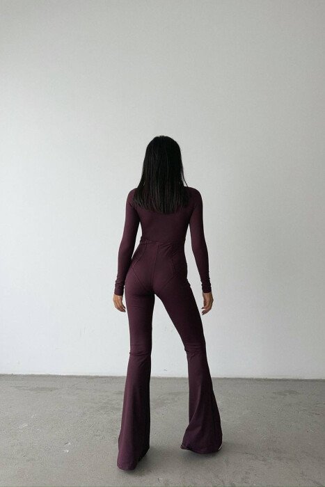 JUMPSUIT NJË NGJYRËSH ME ZINXHIR PËR FEMRA NË NGJYRËN VISHNJË - 7