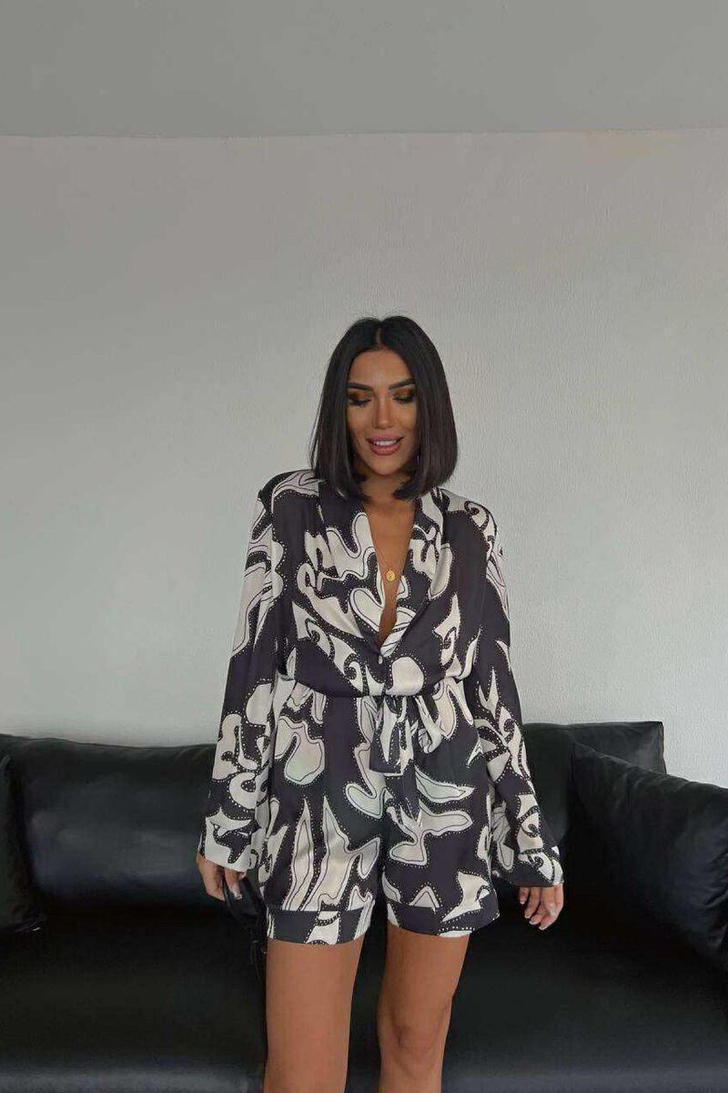 JUMPSUIT ME LIDHESE DHE DIZAJNE ABSTRAKTE PER FEMRA NE NGJYRE TE ZEZE - 5