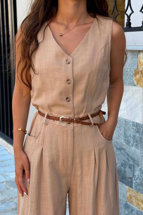 JUMPSUIT ME RRIP PER FEMRA NE NGJYRE BEZHE - 3