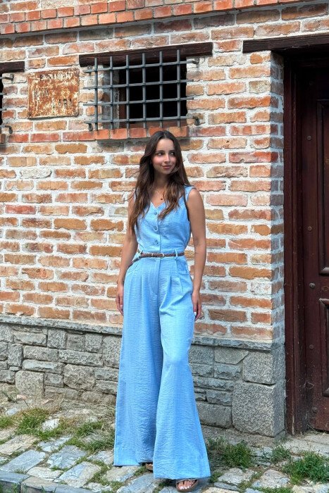 JUMPSUIT ME RRIP PER FEMRA NE NGJYRE BLU TE ZBARDHUR - 1