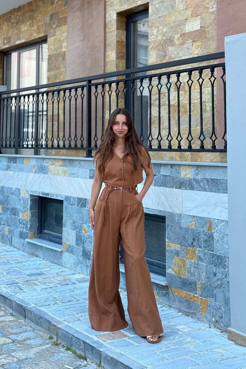 JUMPSUIT ME RRIP PER FEMRA NE NGJYRE KAFE - 1