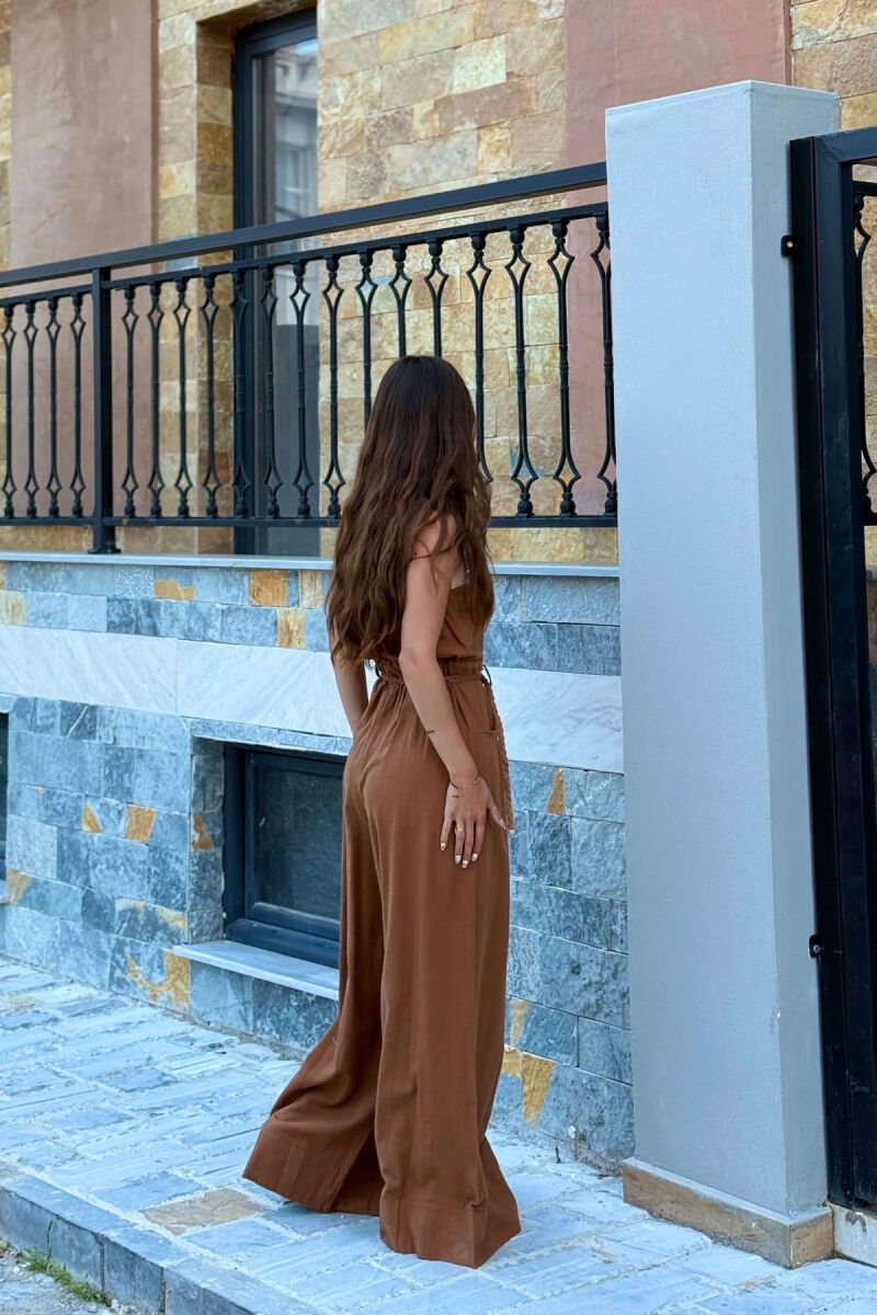 JUMPSUIT ME RRIP PER FEMRA NE NGJYRE KAFE - 2