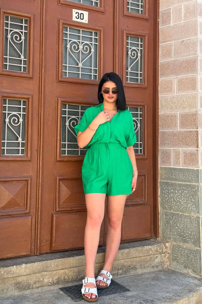 JUMPSUIT NJE NGJYRESH I SHKURTER PER FEMRA NE NGJYRE JESHILE - 2