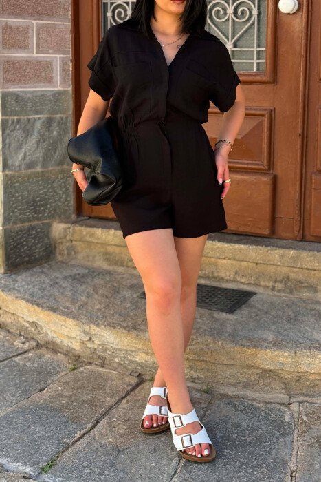 JUMPSUIT NJE NGJYRESH I SHKURTER PER FEMRA NE NGJYRE TE ZEZE - 6