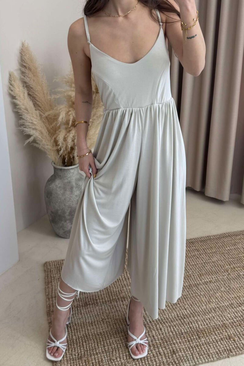JUMPSUIT NJË NGJYRËSH I THJESHTË PËR FEMRA NË NGJYRËN KREM - 3