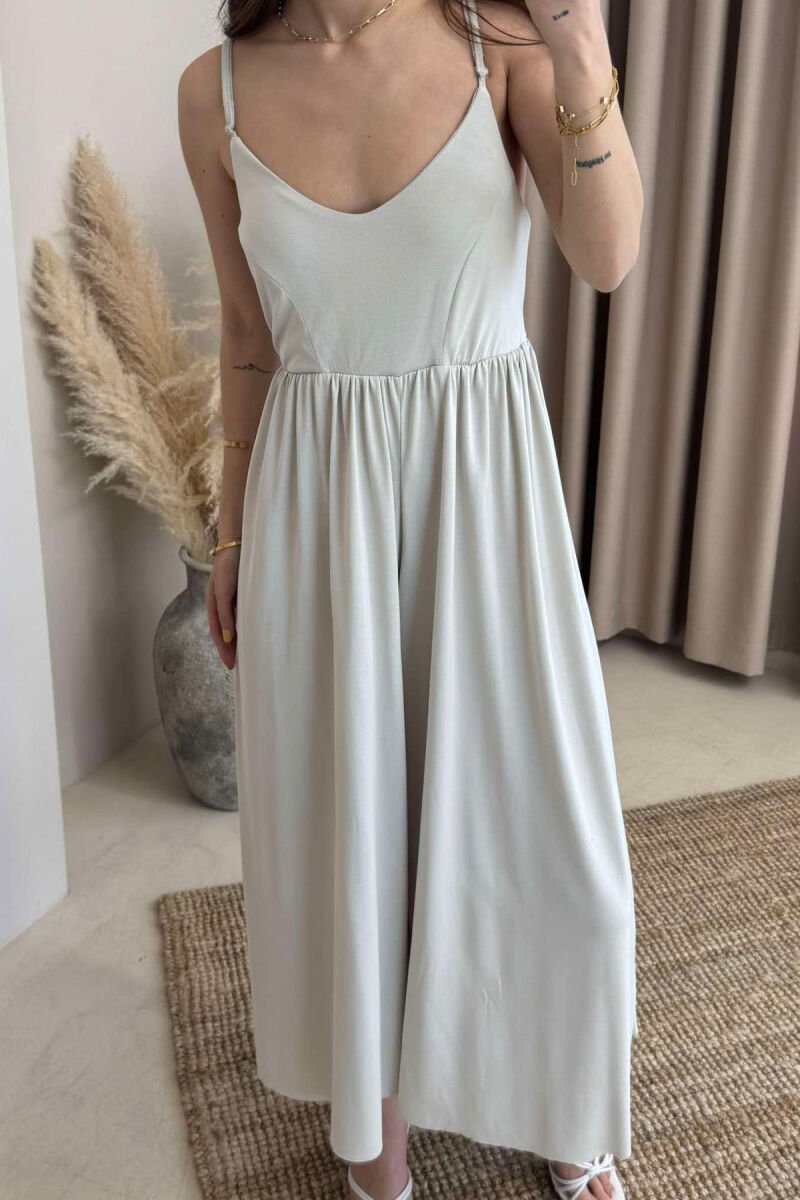 JUMPSUIT NJË NGJYRËSH I THJESHTË PËR FEMRA NË NGJYRËN KREM - 4