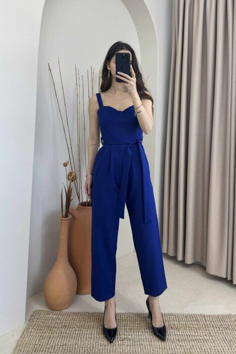 JUMPSUIT NJË NGJYRËSH ME DETAJIN E LIDHSEVE PËR FEMRA NË NGJYRËN BLU E ERRËT - 5