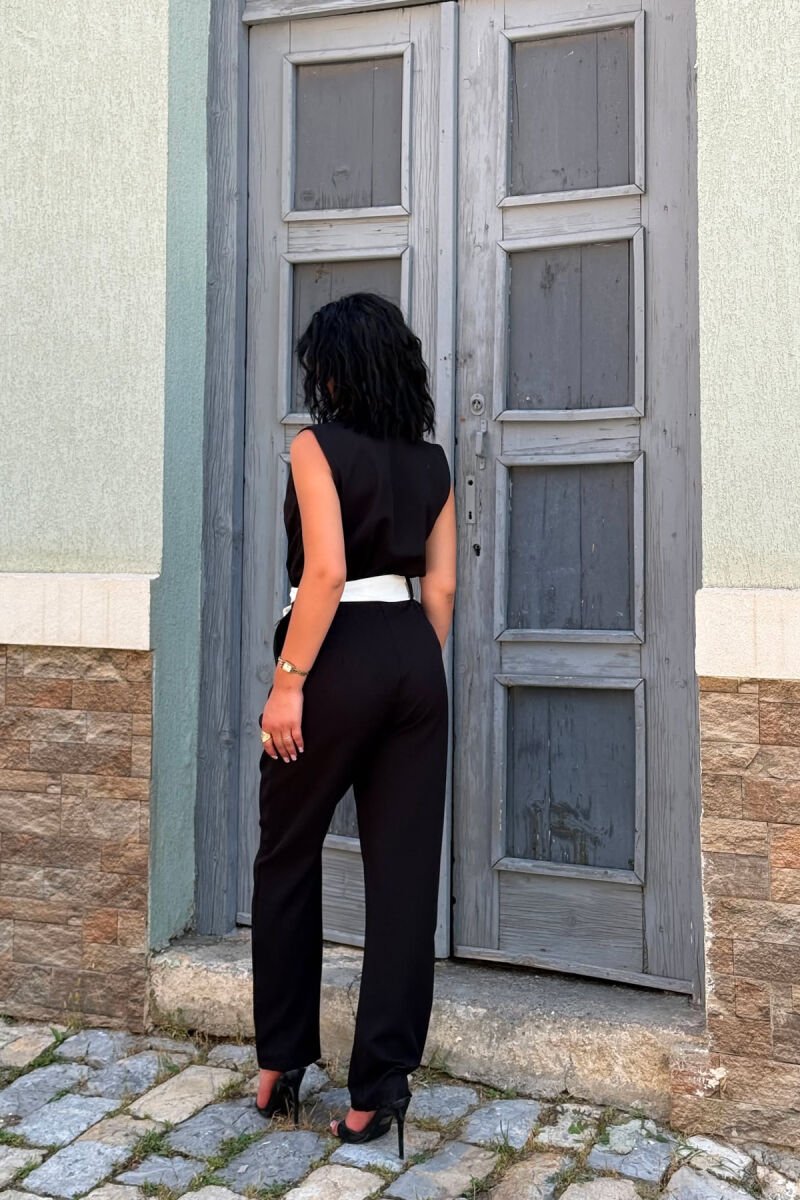 JUMPSUIT NJE NGJYRESH ME JAKE V DHE ME DETAJIN E RRIPIT PER FEMRA NE NGJYRE TE ZEZE - 5