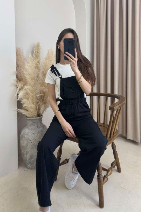 JUMPSUIT PËR FEMRA NË NGJYRË TË ZEZË - 4