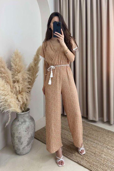 JUMPSUIT PËR FEMRA NË NGJYRËN BEZHË - 1