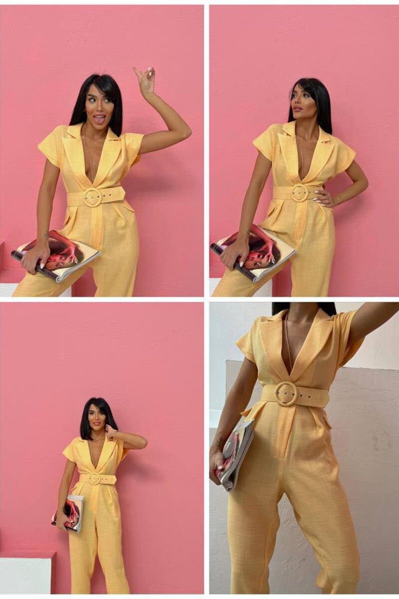 JUMPSUIT PËR FEMRA NË NGJYRËN E VERDHË - 1