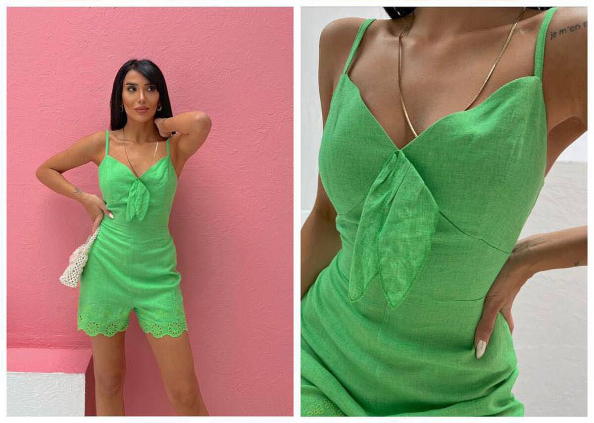 JUMPSUIT PËR FEMRA NË NGJYRËN JESHILE E ZBARDHUR - 1