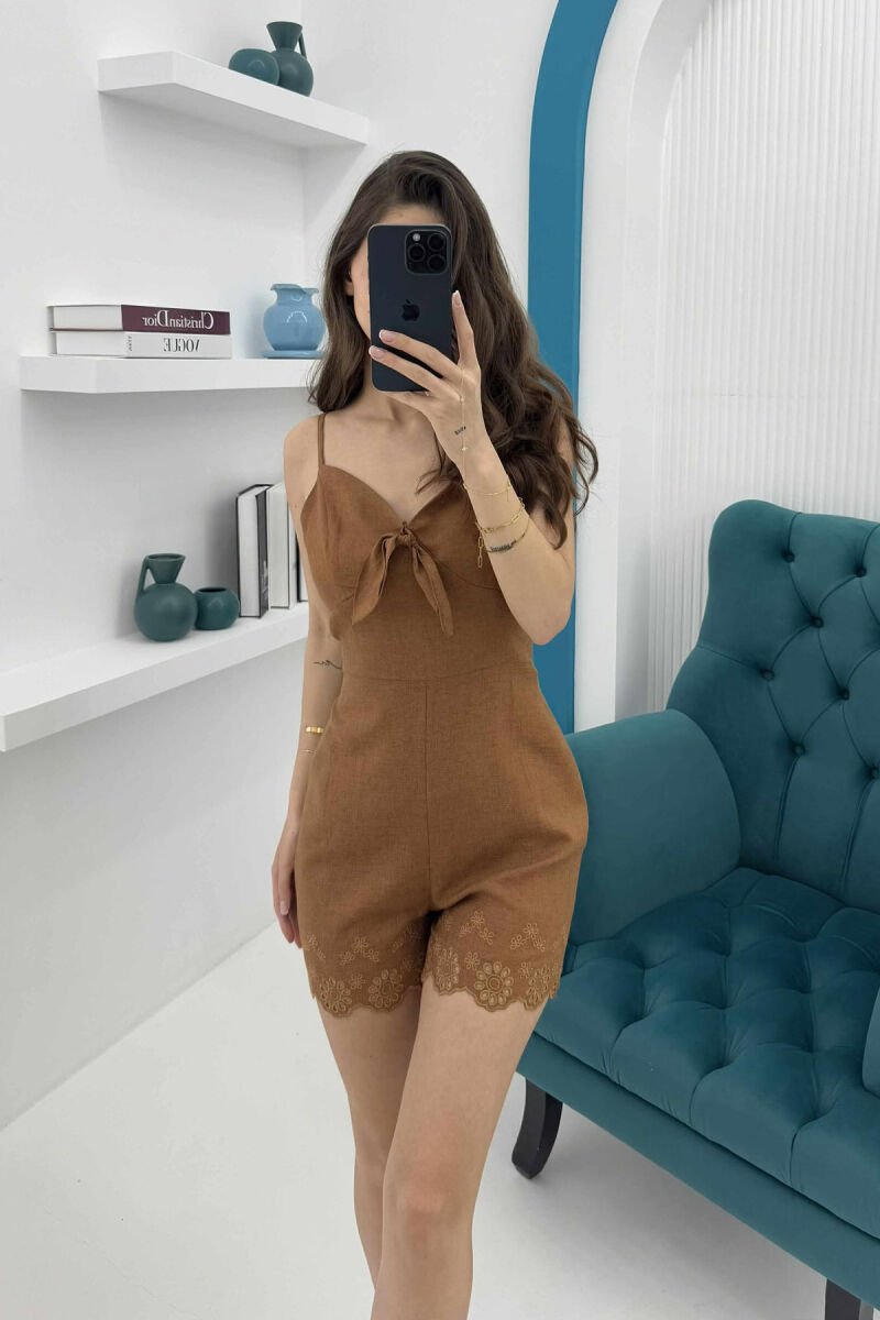 JUMPSUIT PËR FEMRA NË NGJYRËN KAFE - 2