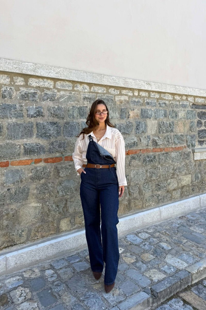 JUMPSUIT XHINS ME DETAJIN E RRIPIT PER FEMRA NE NGJYRE BLU - 1