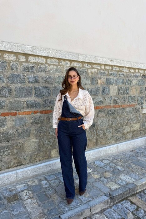 JUMPSUIT XHINS ME DETAJIN E RRIPIT PER FEMRA NE NGJYRE BLU - 2