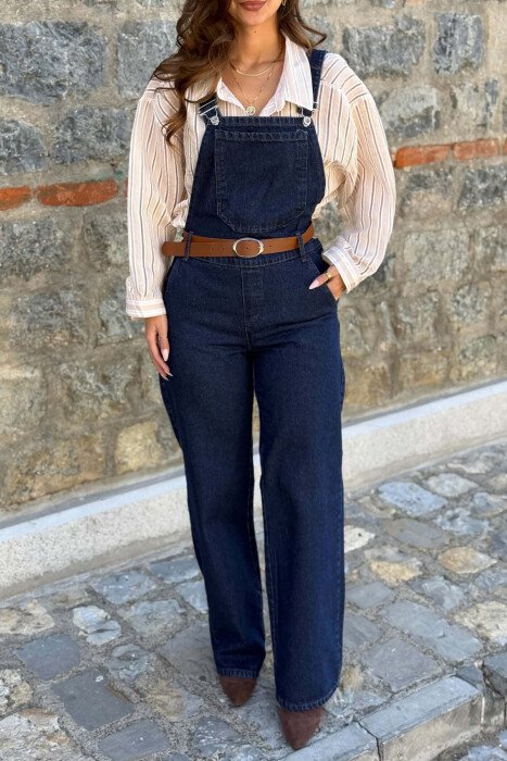 JUMPSUIT XHINS ME DETAJIN E RRIPIT PER FEMRA NE NGJYRE BLU - 5