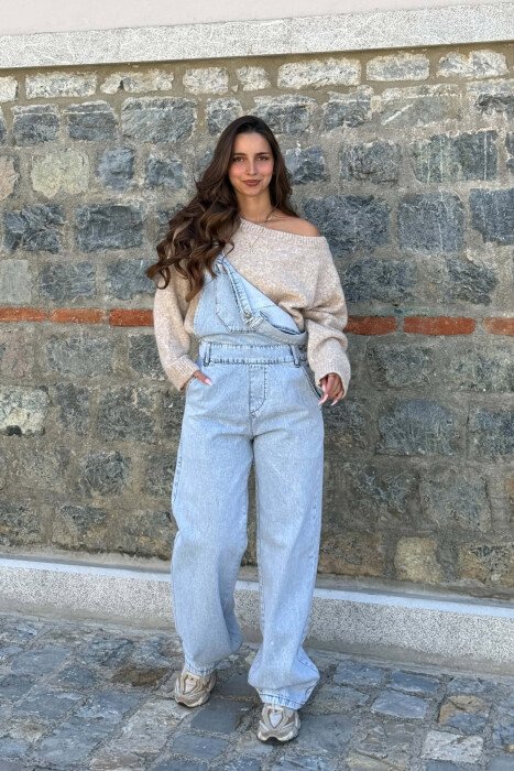 JUMPSUIT XHINS NJE NGJYRESH I THJESHTE PER FEMRA NE NGJYRE BABY BLUE - 2