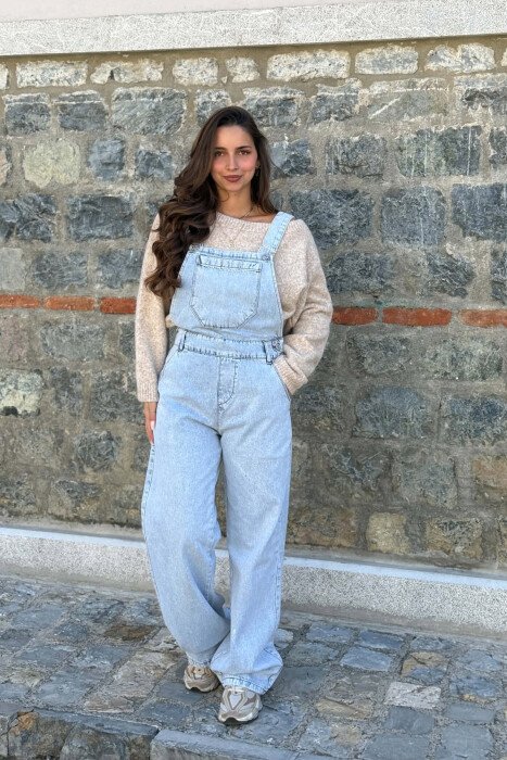 JUMPSUIT XHINS NJE NGJYRESH I THJESHTE PER FEMRA NE NGJYRE BABY BLUE - 4