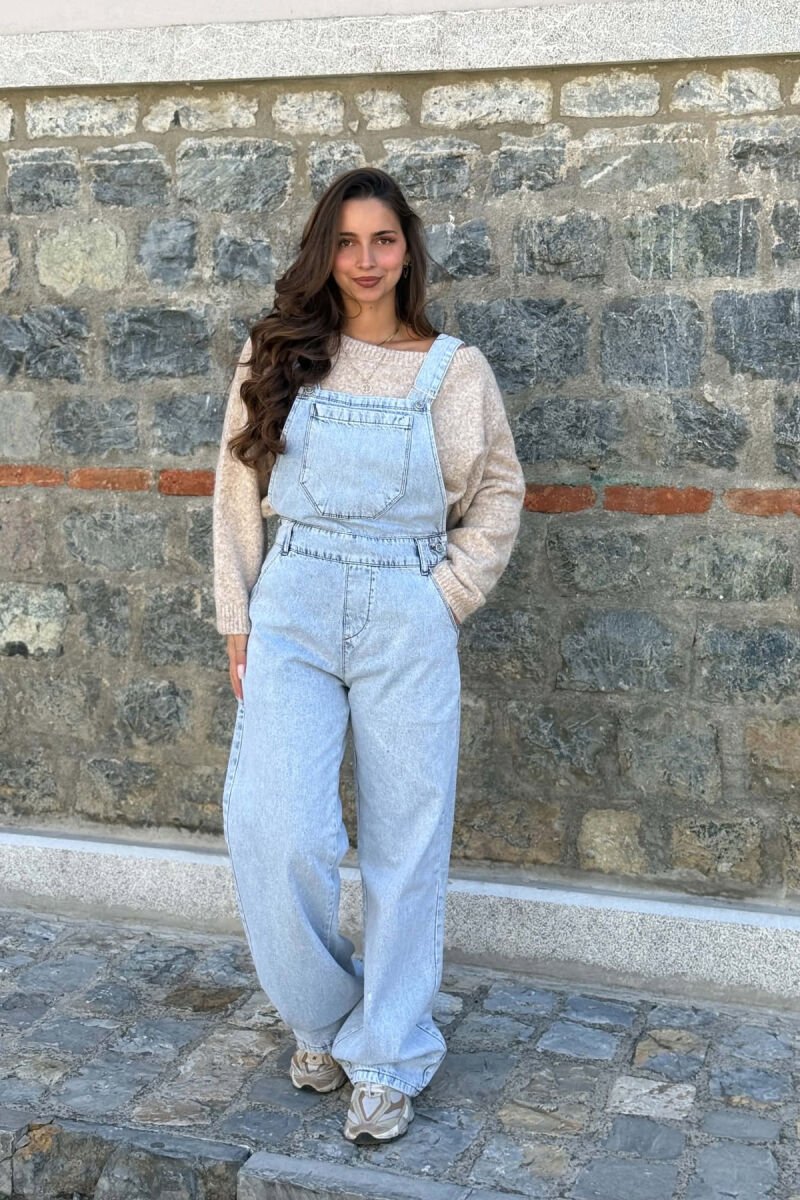 JUMPSUIT XHINS NJE NGJYRESH I THJESHTE PER FEMRA NE NGJYRE BABY BLUE - 4