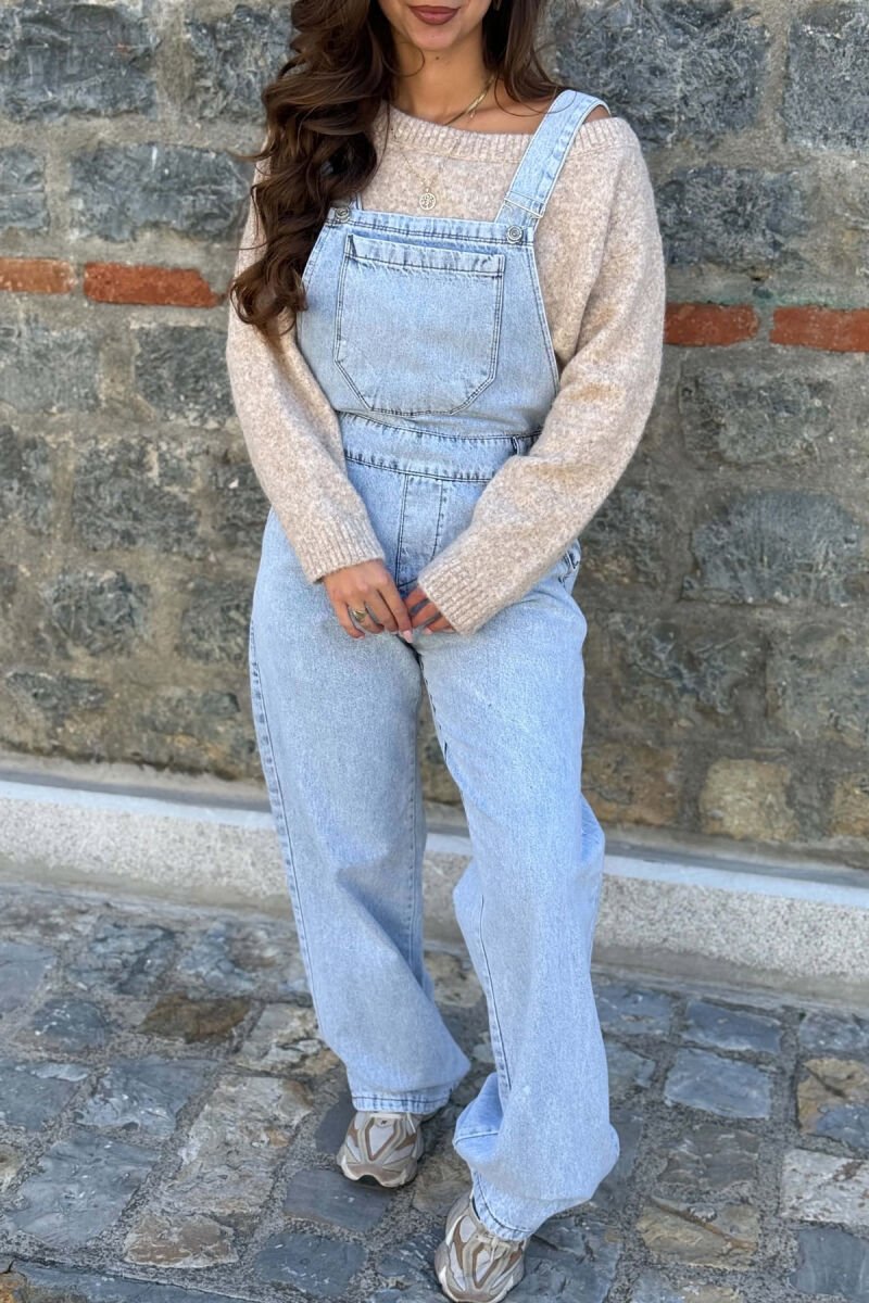 JUMPSUIT XHINS NJE NGJYRESH I THJESHTE PER FEMRA NE NGJYRE BABY BLUE - 5