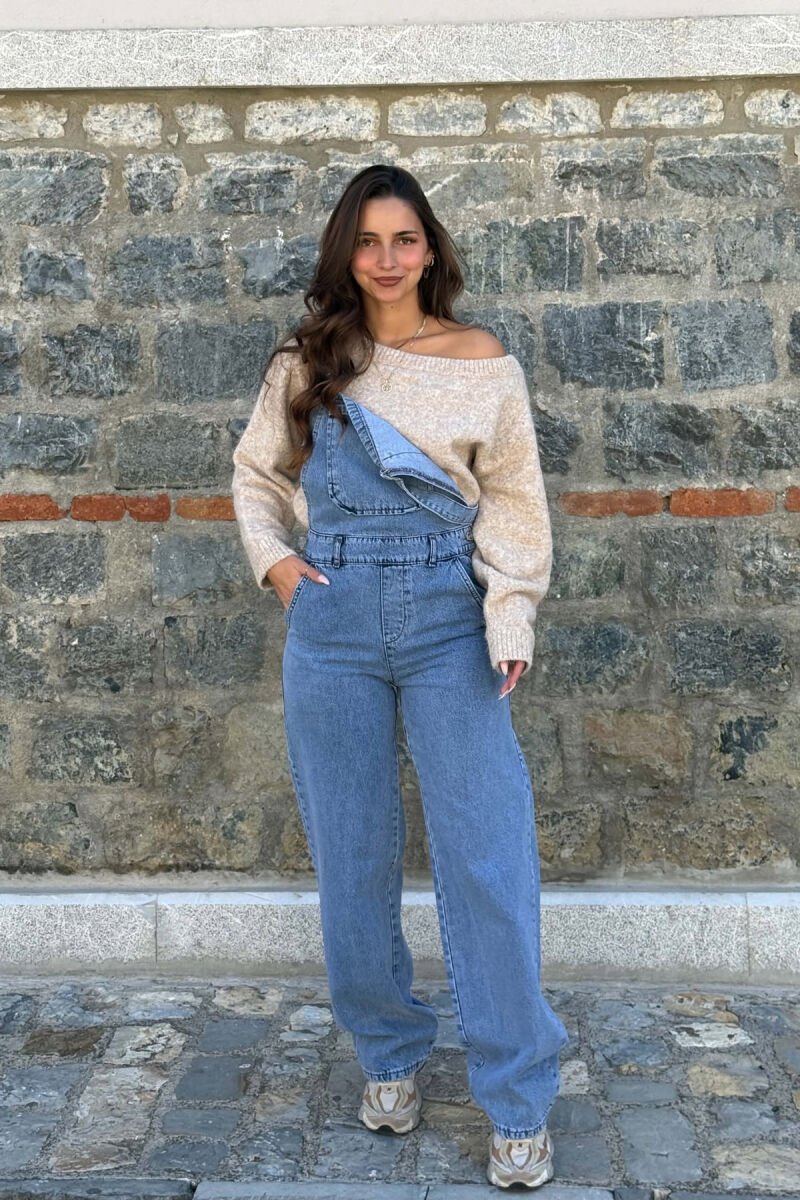 JUMPSUIT XHINS NJE NGJYRESH I THJESHTE PER FEMRA NE NGJYRE BLU TE ZBARDHUR - 1