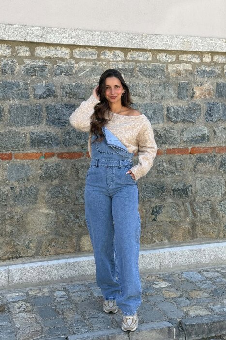 JUMPSUIT XHINS NJE NGJYRESH I THJESHTE PER FEMRA NE NGJYRE BLU TE ZBARDHUR - 2