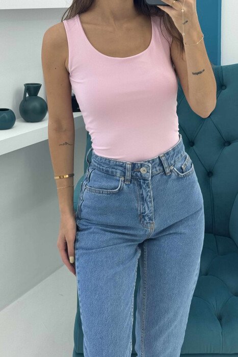 KANATIERE NJË NGJYRËSHE ELASTIKE PËR FEMRA NË NGJYRËN BABY PINK - 1
