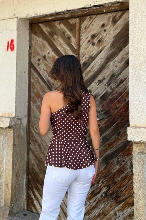 KANATJERE POLKA DOTS ME NJE SUP JASHTE PER FEMRA NE NGJYRE KAFE - 7