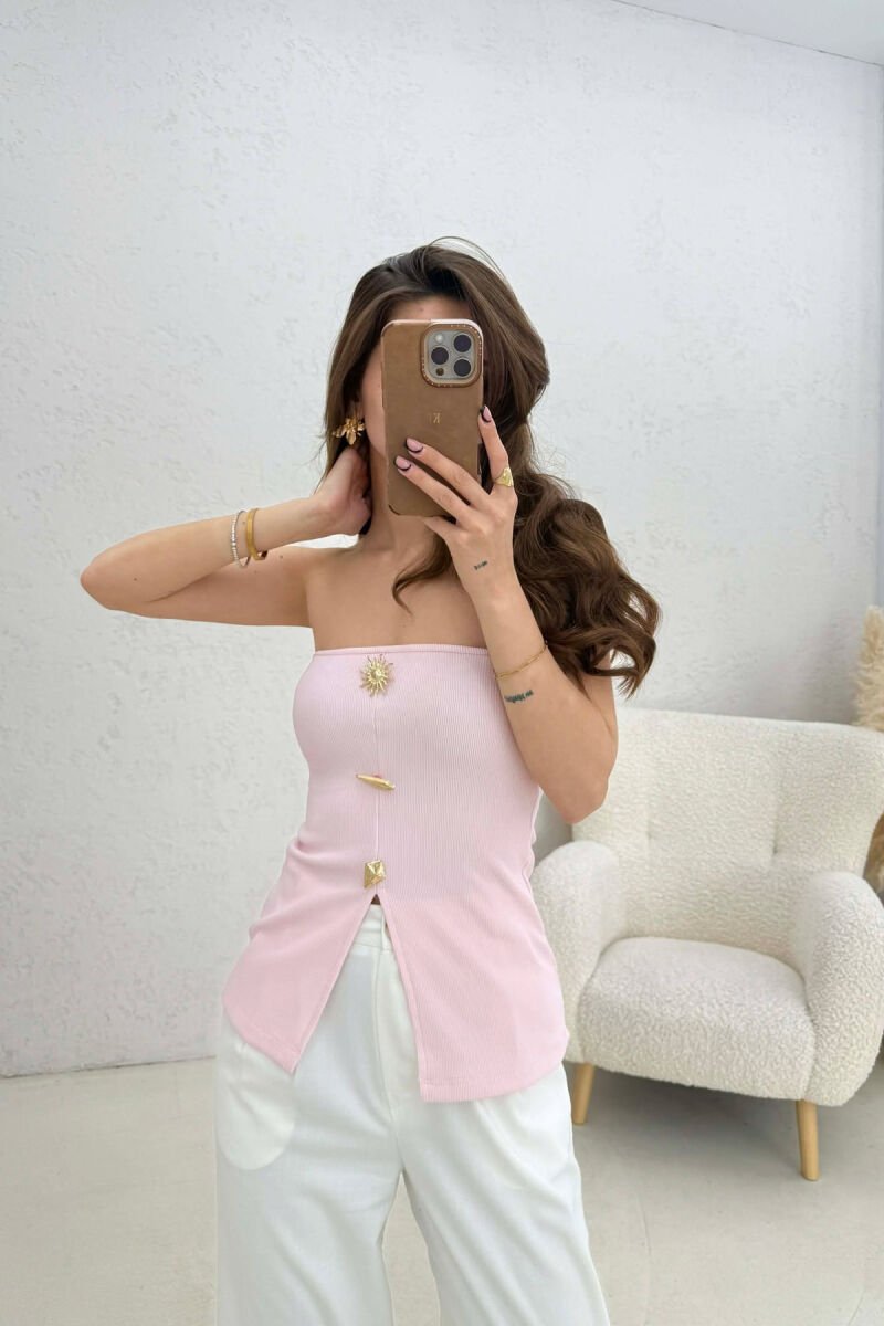 KANATJERE NJE NGJYRESHE ME BUTONA GOLD PER FEMRA NE NGJYRE ROZE - 1