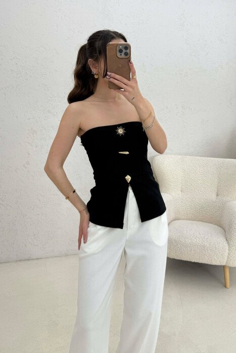 KANATJERE NJE NGJYRESHE ME BUTONA GOLD PER FEMRA NE NGJYRE TE ZEZE - 2