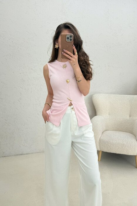 KANATJERE NJE NGJYRESHE ME BUTONA GOLD PER FEMRA NE NGJYRE ROZE - 3