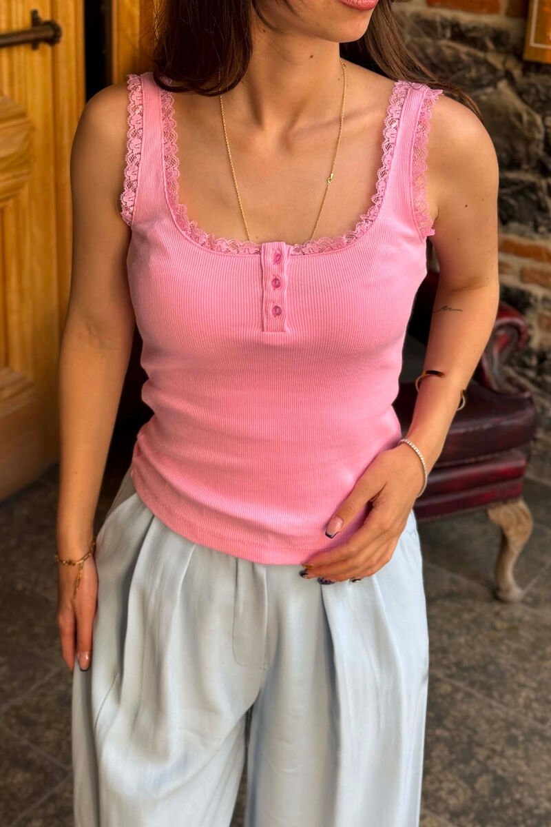 KANATJERE NJE NGJYRESHE ME DETAJ DANTELLE PER FEMRA NE NGJYRE ROZE - 3