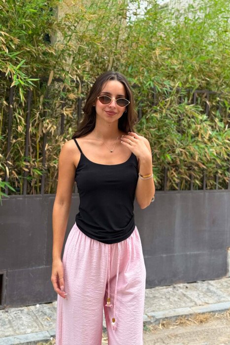 ONE COLOR THIN STRAPS WOMAN TANK TOP BLACK/ E ZEZE - 2