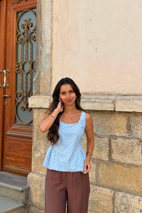 KANATJERE ME POLKA DOTS PER FEMRA NE NGJYRE BLU TE ZBARDHUR - KLAUDIO FASHION