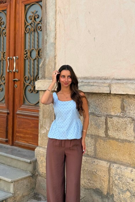 KANATJERE ME POLKA DOTS PER FEMRA NE NGJYRE BLU TE ZBARDHUR - 2