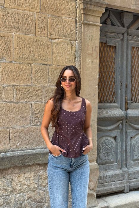 KANATJERE ME POLKA DOTS PER FEMRA NE NGJYRE KAFE - KLAUDIO FASHION