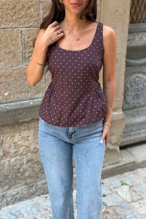 KANATJERE ME POLKA DOTS PER FEMRA NE NGJYRE KAFE - 4
