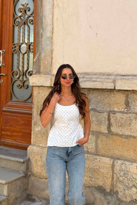KANATJERE ME POLKA DOTS PER FEMRA NE NGJYRE TE BARDHE - KLAUDIO FASHION