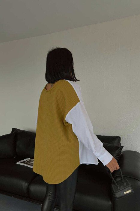 KËMISHË DY NGJYRËSHE ME DIZAJN PËR FEMRA NË NGJYRËN JESHILE+E BARDHË - 6