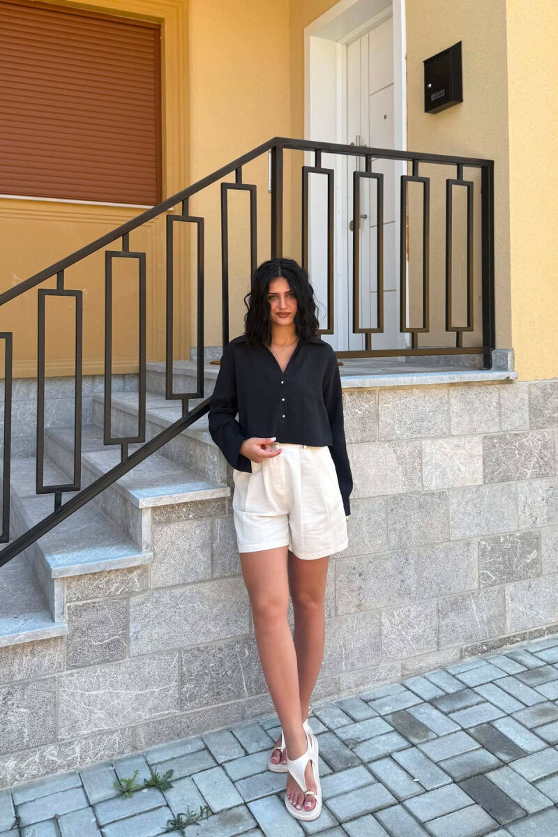 KEMISHE E SHKURTER NJE NGJYRESHE ME BUTONA PER FEMRA NE NGJYRE TE ZEZE - 3