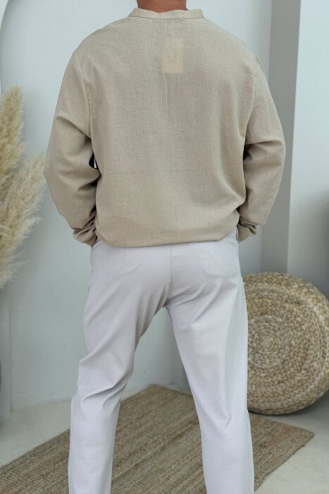 KËMISHË E THJESHTË ME KOPSA PËR MESHKUJ NË NGJYRËN BEZHË - 2