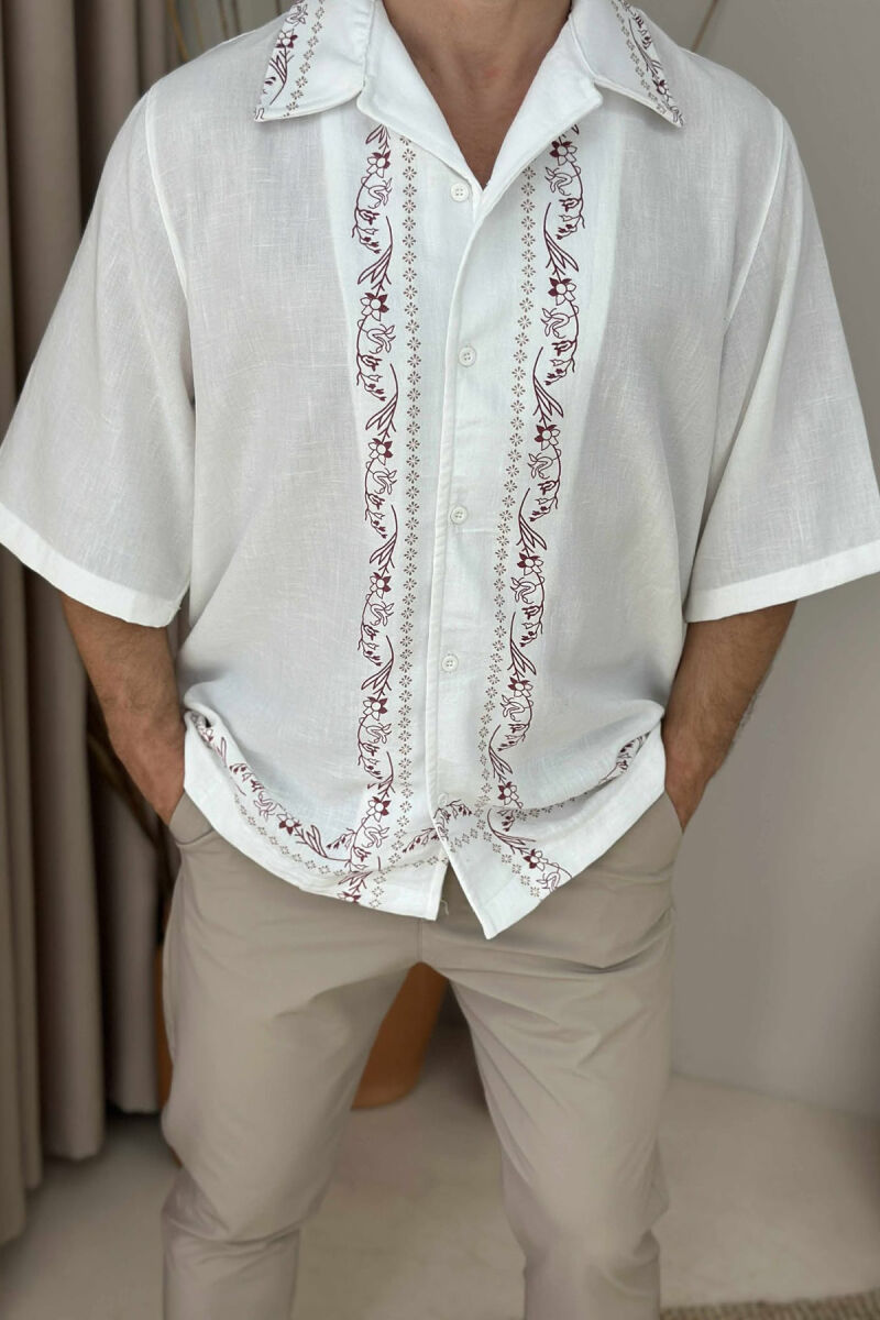 KËMISHË E THJESHTË ME MËNGË TË SHKURTRA PËR MESHKUJ NË NGJYRËN E BARDHE - 3