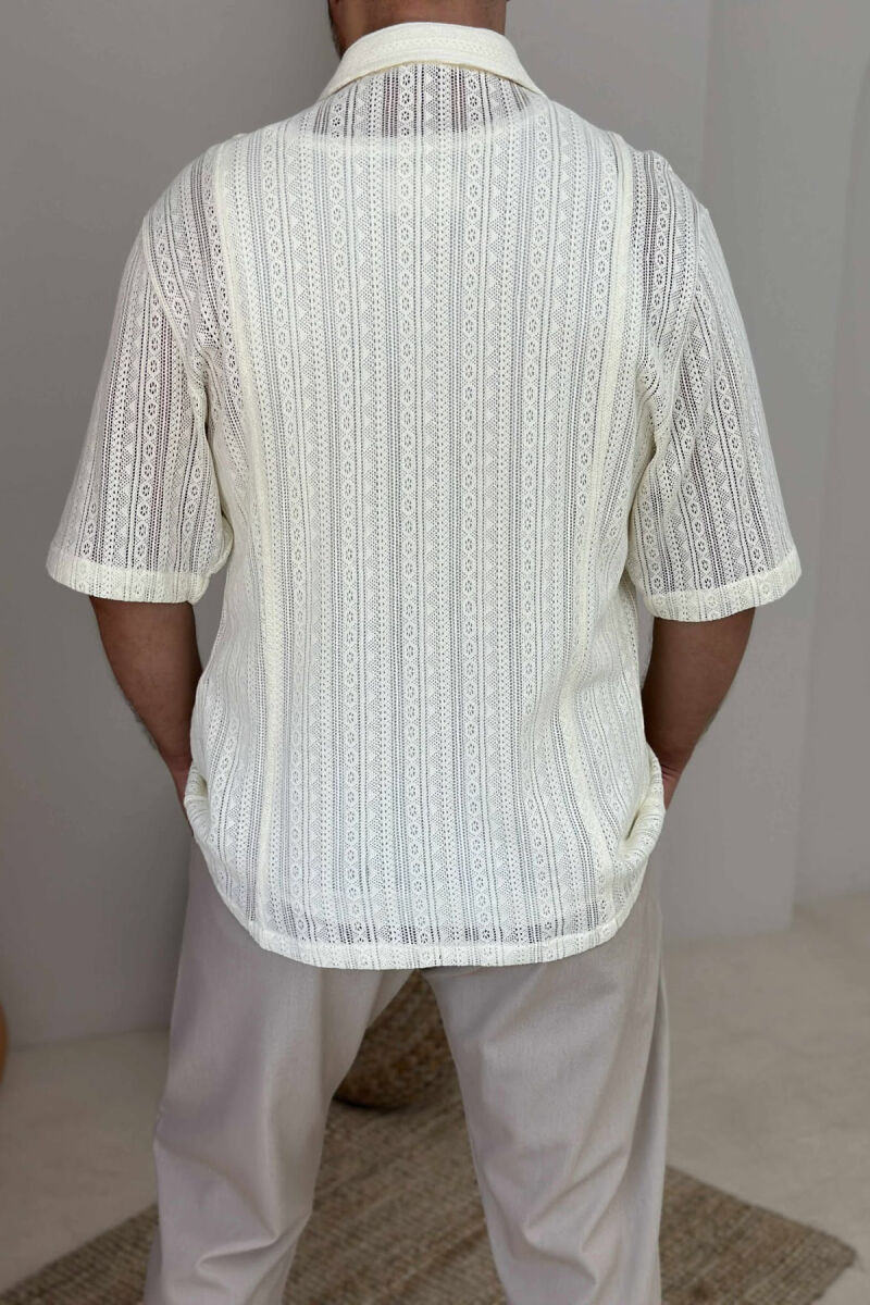 KËMISHË E THJESHTË ME XHEP PËR MESHKUJ NË NGJYRËN KREM - 3