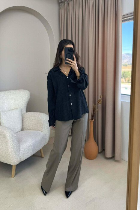 KËMISHË E THJESHTË NJË NGJYRËSHE PËR FEMRA NË NGJYRË TË ZEZË - 1