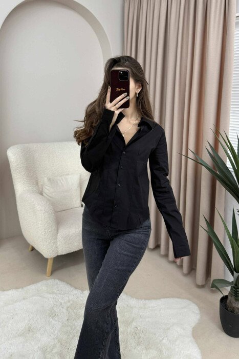 KËMISHË E THJESHTË NJË NGJYRËSHE PËR FEMRA NË NGJYRË TË ZEZË - 5