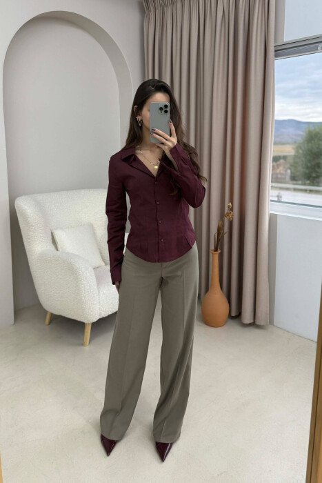 KËMISHË E THJESHTË NJË NGJYRËSHE PËR FEMRA NË NGJYRË VISHNJË - 1