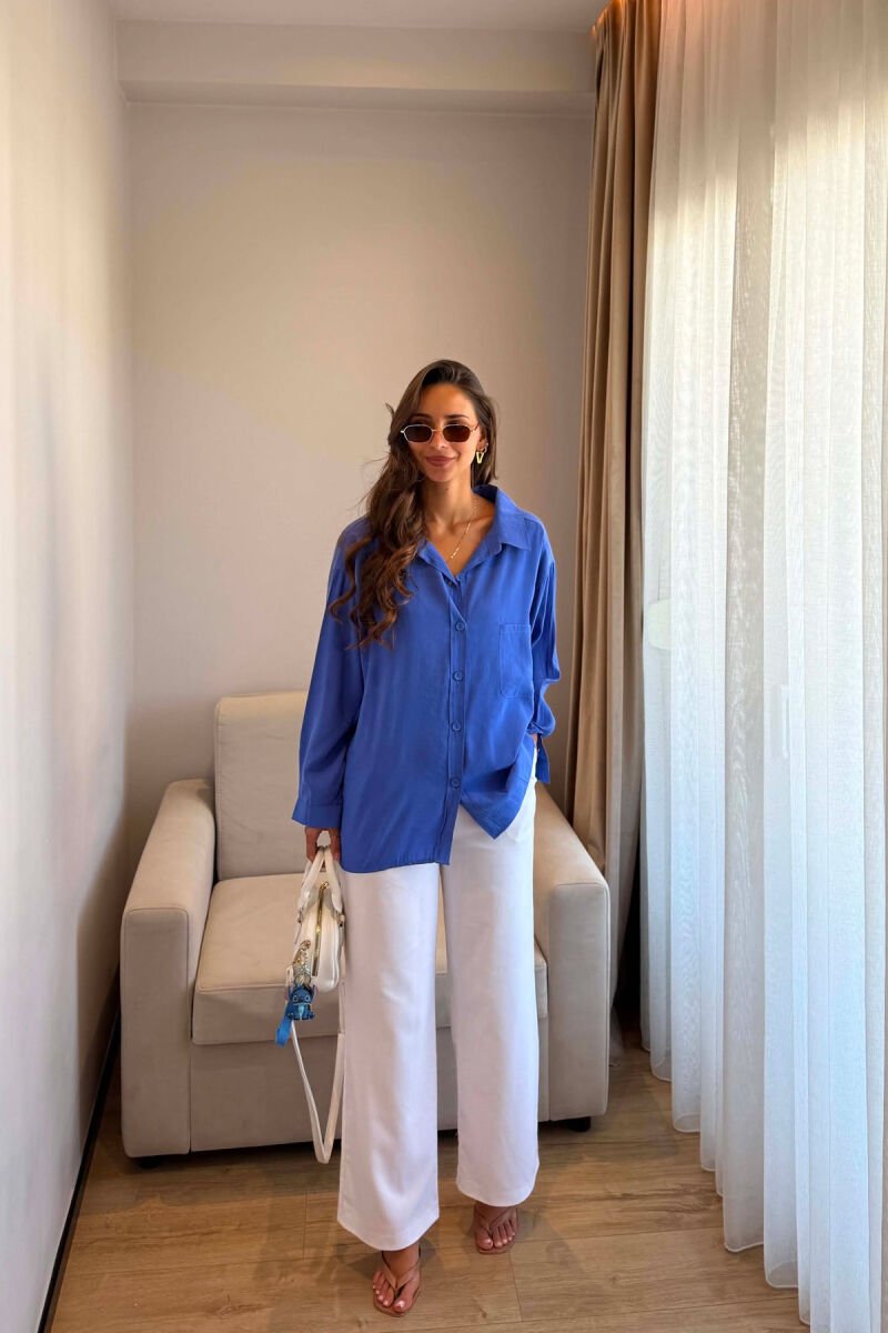 KEMISHE E THJESHTE NJE NGJYRESHE PER FEMRA NE NGJYRE BLU - 4