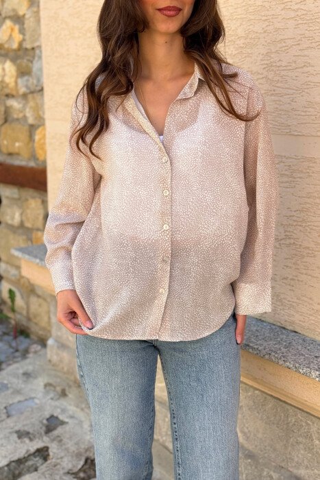 KEMISHE ELEGANTE ME PRINT MODERN PER FEMRA NE NGJYRE BEZHE - 3