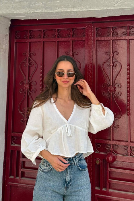 KEMISHE LINO PER FEMRA NE NGJYRE TE BARDHE - KLAUDIO FASHION