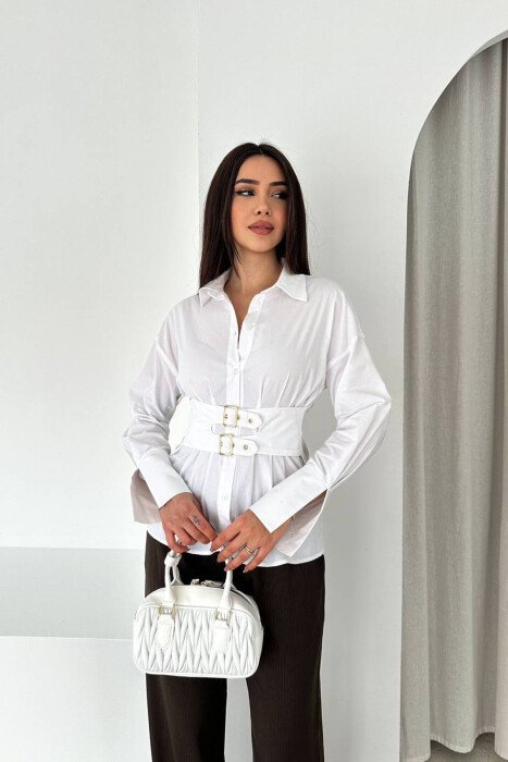 KEMISHE ME DETAJ RRIPI PER FEMRA NE NGJYRE TE BARDHE - KLAUDIO FASHION